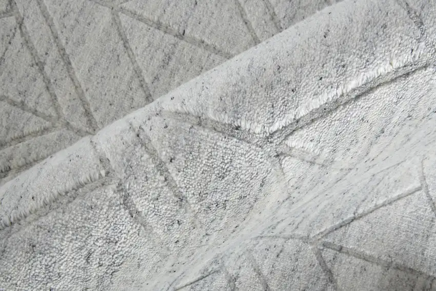 White And Silver Striped Hand Woven Area Rug Photo 8