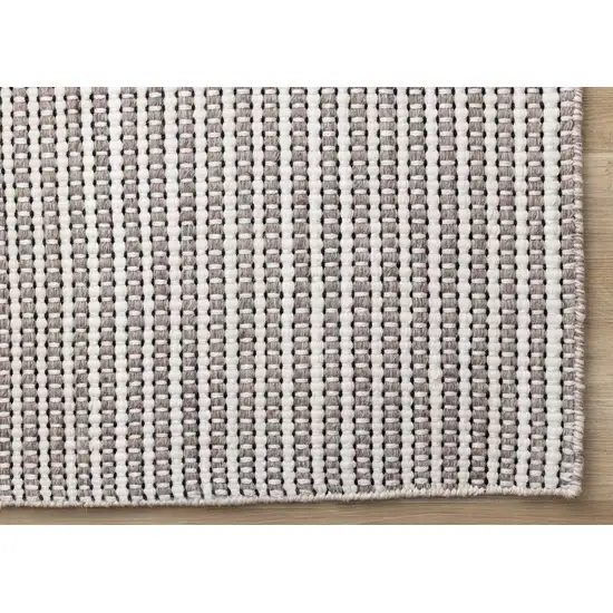 White And Taupe Striped Hand Woven Area Rug Photo 9