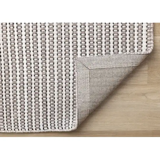 White And Taupe Striped Hand Woven Area Rug Photo 9