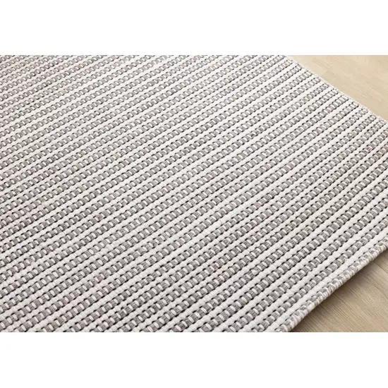 White And Taupe Striped Hand Woven Area Rug Photo 6