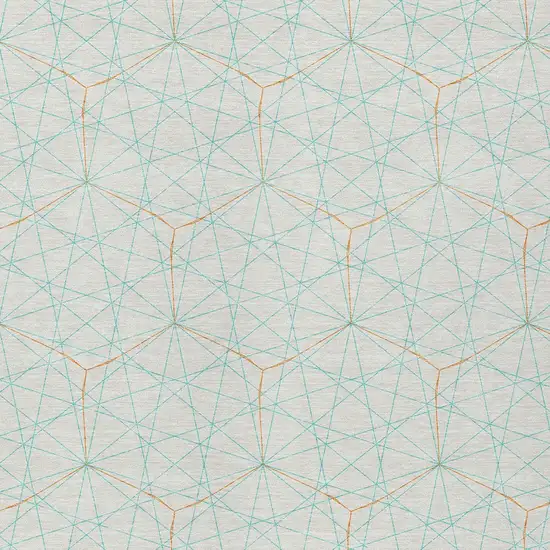White Aqua And Copper Geometric Washable Indoor Outdoor Area Rug Photo 6