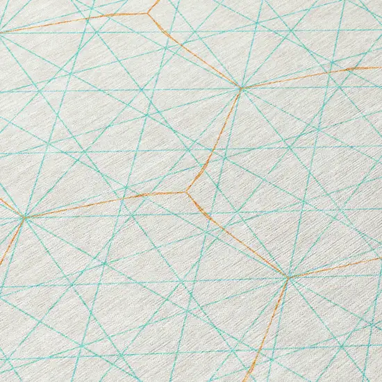 White Aqua And Copper Geometric Washable Indoor Outdoor Area Rug Photo 5