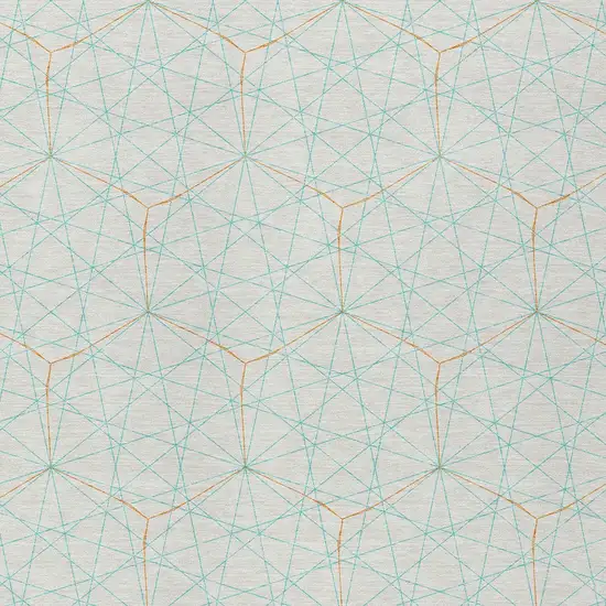 White Aqua And Copper Geometric Washable Indoor Outdoor Area Rug Photo 6
