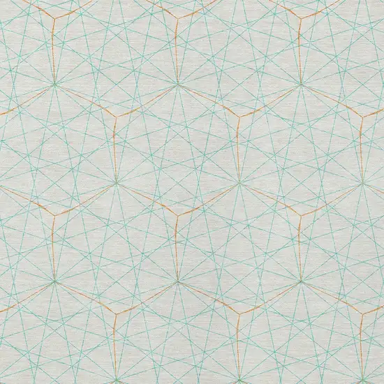 White Aqua And Copper Geometric Washable Indoor Outdoor Area Rug Photo 6