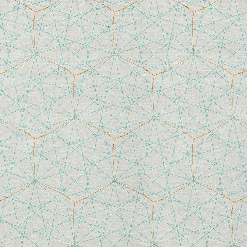 White Aqua And Copper Geometric Washable Indoor Outdoor Area Rug Photo 6
