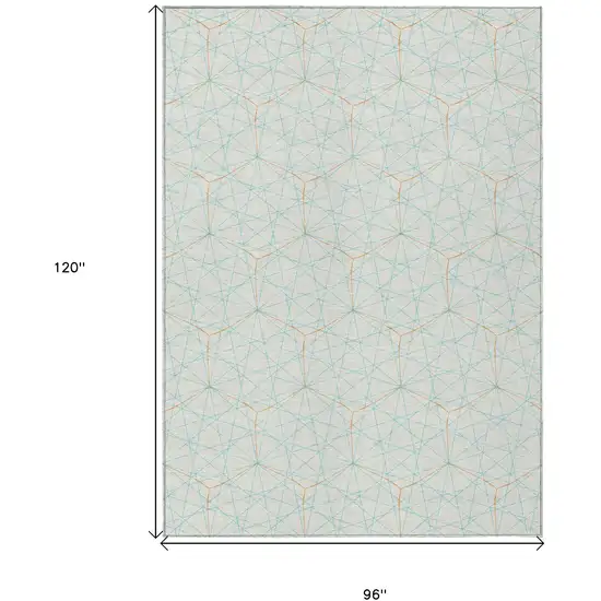 White Aqua And Copper Geometric Washable Indoor Outdoor Area Rug Photo 3