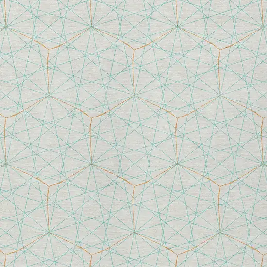 White Aqua And Copper Geometric Washable Indoor Outdoor Area Rug Photo 6