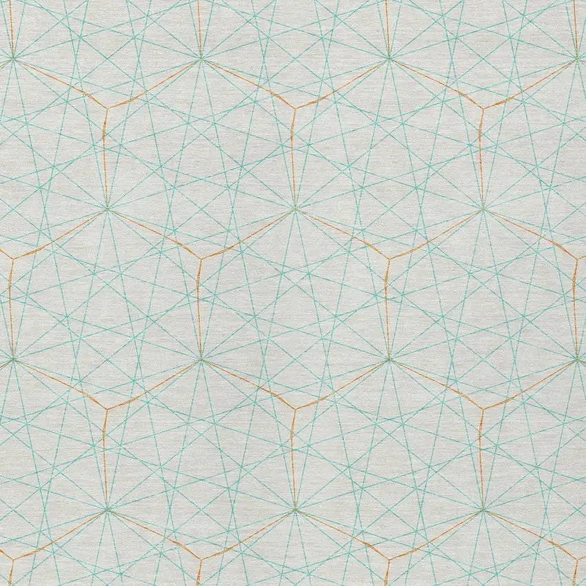 White Aqua And Copper Geometric Washable Indoor Outdoor Area Rug Photo 6