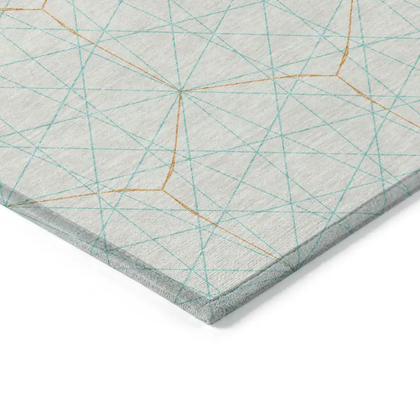White Aqua And Copper Geometric Washable Indoor Outdoor Area Rug Photo 4