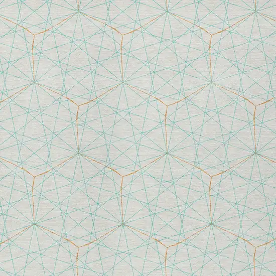 White Aqua And Copper Geometric Washable Indoor Outdoor Area Rug Photo 6