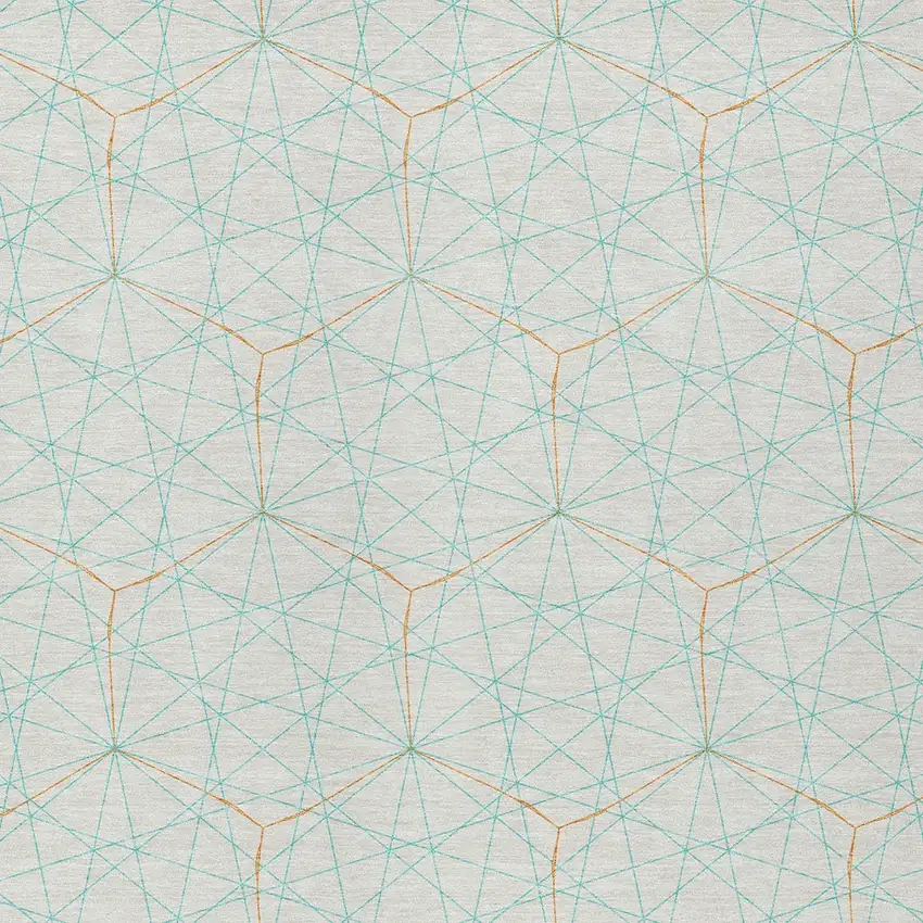 White Aqua And Copper Geometric Washable Indoor Outdoor Area Rug Photo 6
