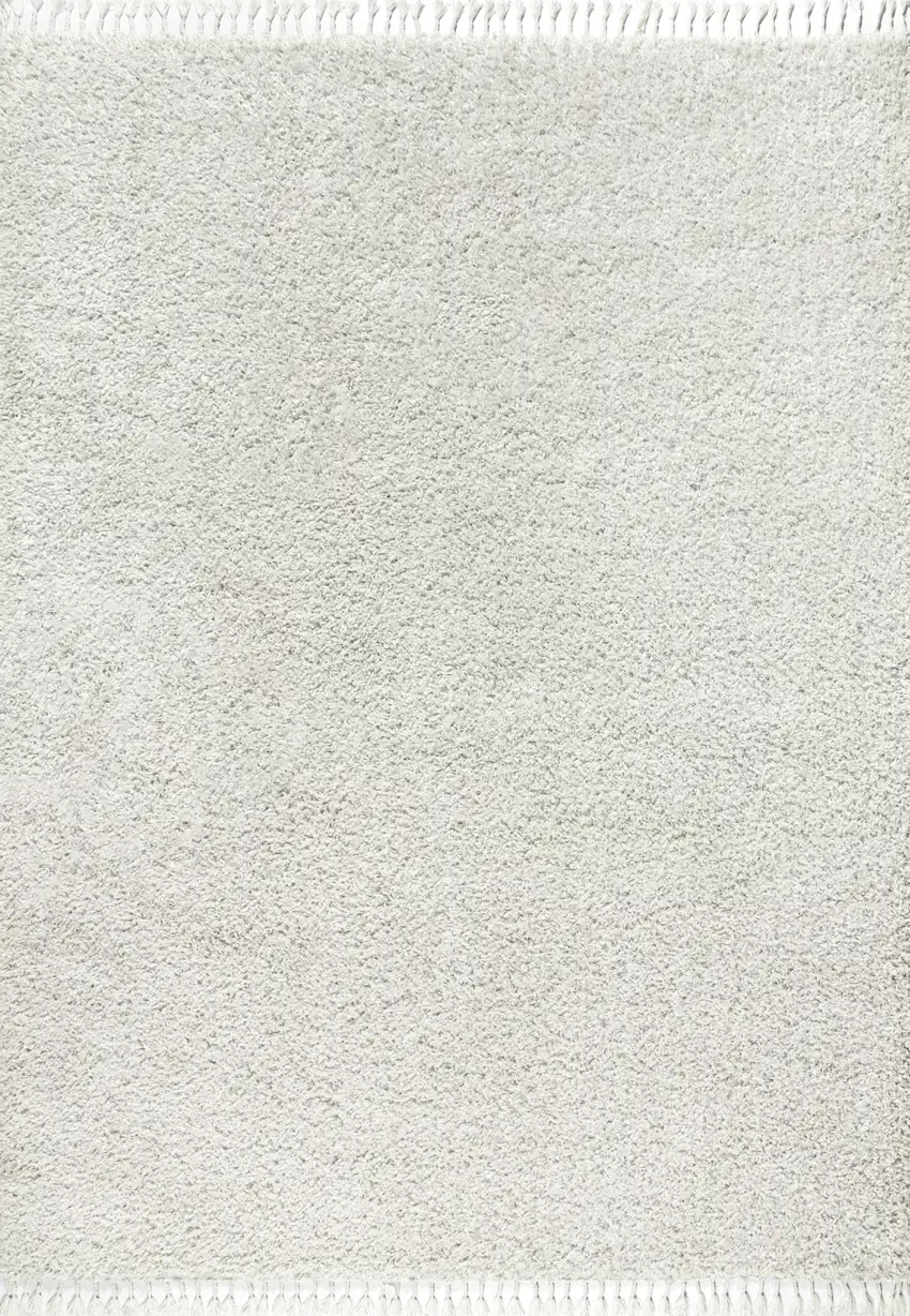 White Area Rug With Fringe Photo 6