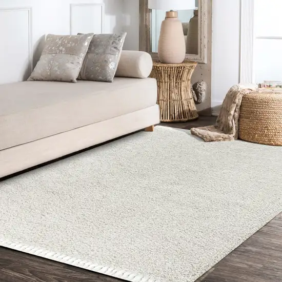 White Area Rug With Fringe Photo 2