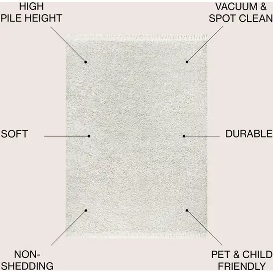 White Area Rug With Fringe Photo 5