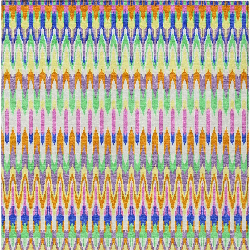 White Blue And Pink Southwestern Washable Indoor Outdoor Area Rug Photo 8
