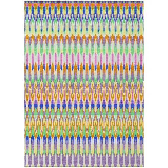 White Blue And Pink Southwestern Washable Indoor Outdoor Area Rug Photo 2