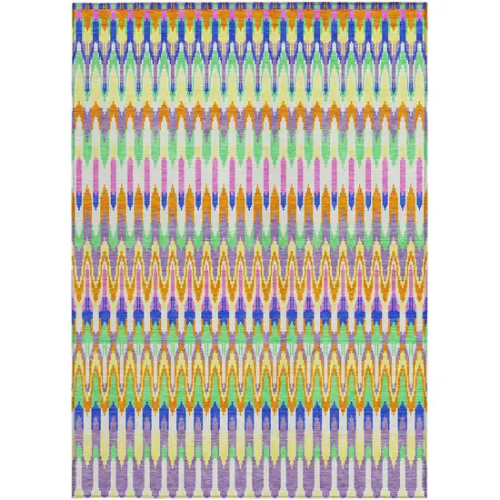 White Blue And Pink Southwestern Washable Indoor Outdoor Area Rug Photo 7