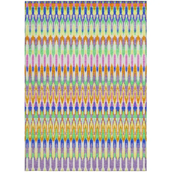 White Blue And Pink Southwestern Washable Indoor Outdoor Area Rug Photo 8