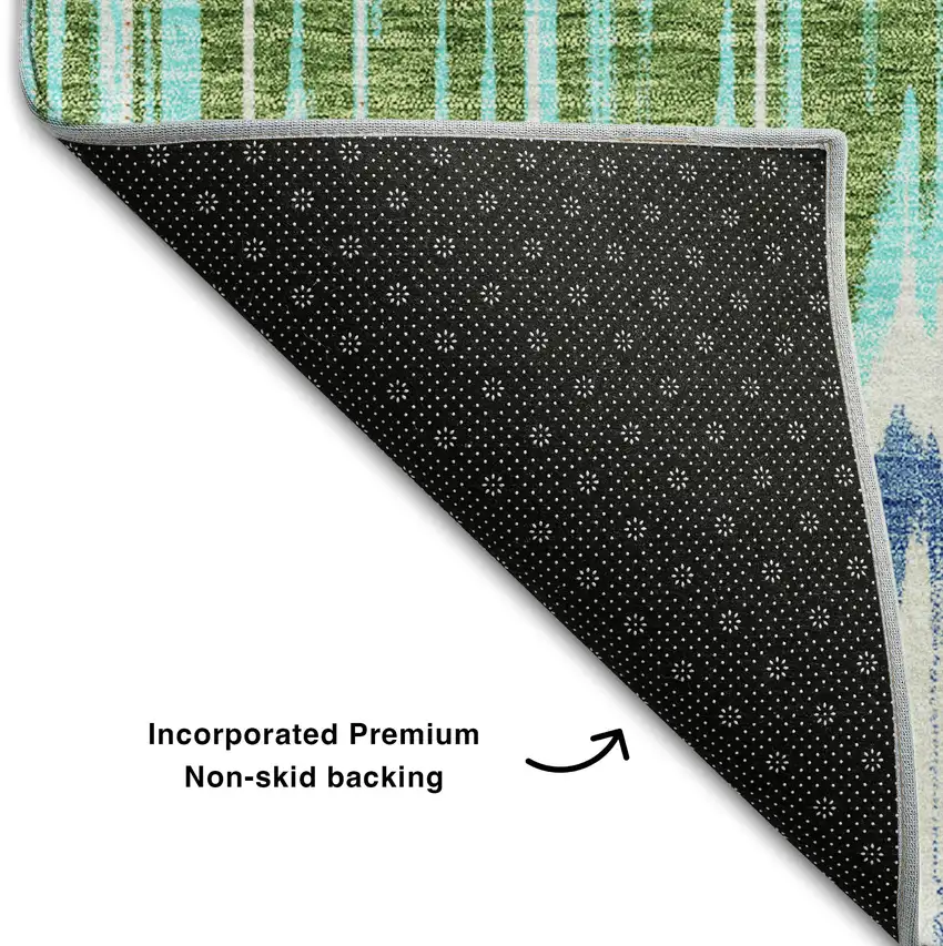 White Blue And Purple Striped Washable Area Rug With UV Protection Photo 7