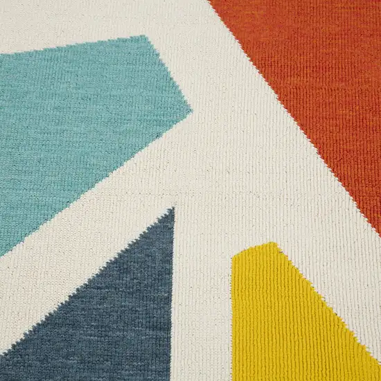 White Blue And Red Abstract Area Rug Photo 9