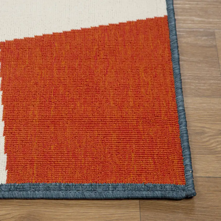 White Blue And Red Abstract Area Rug Photo 8