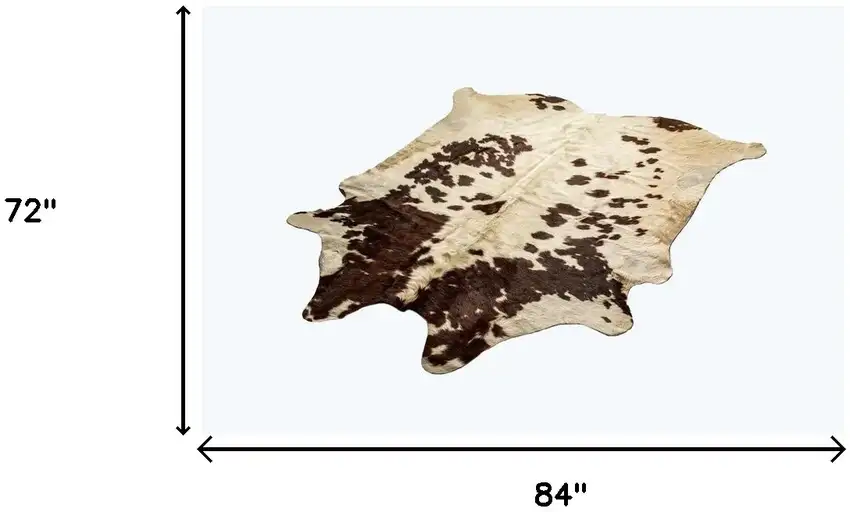 Brown and White Cowhide Handmade Area Rug Photo 5