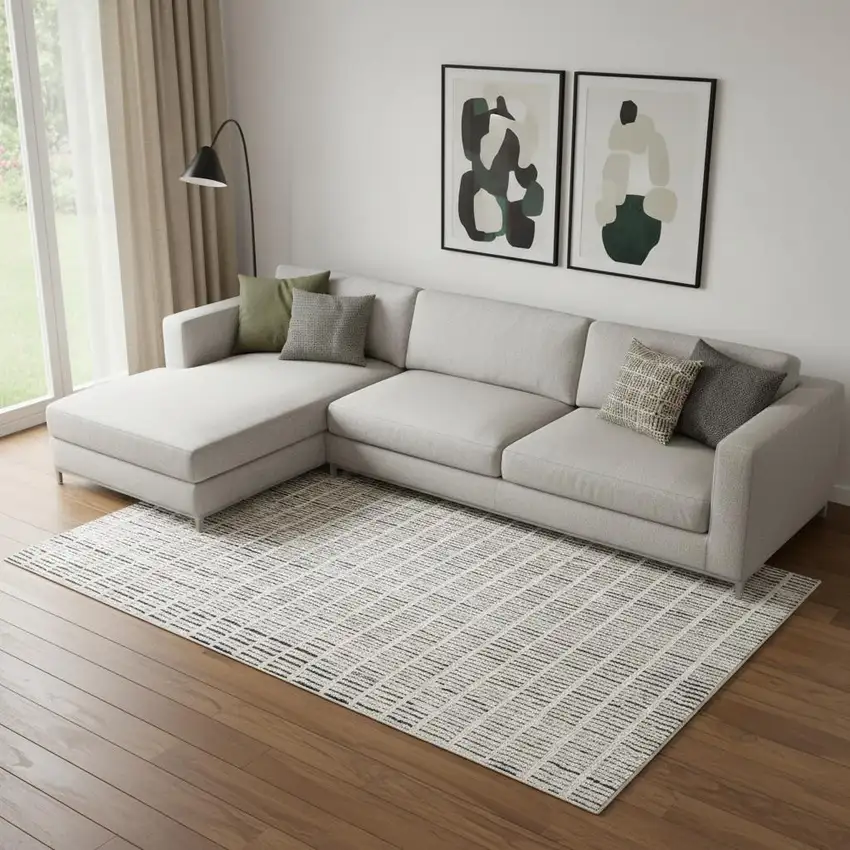 White Geometric Area Rug Photo 1