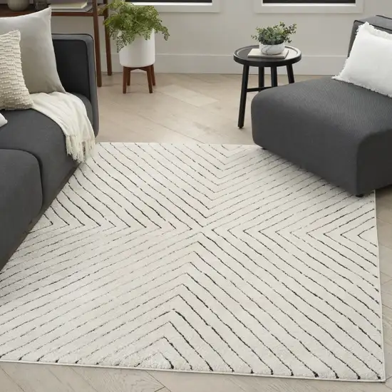 White Geometric Area Rug Photo 4