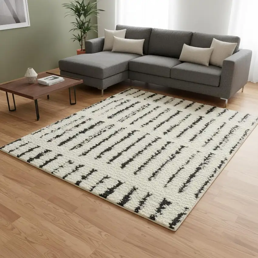 White Geometric Power Loom Area Rug Photo 1