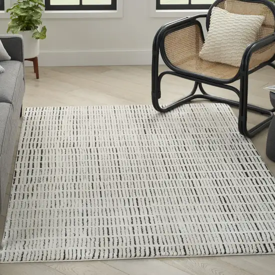 White Geometric Power Loom Area Rug Photo 5