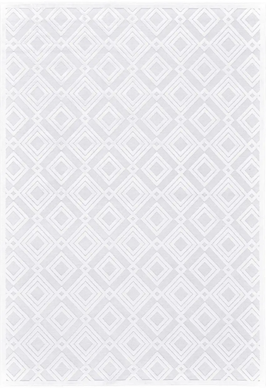 White Geometric Power Loom Area Rug Photo 2
