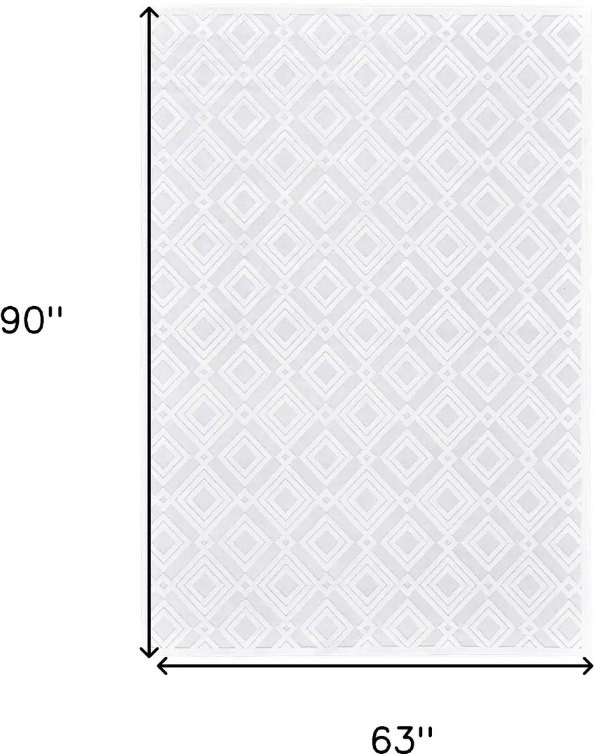 White Geometric Power Loom Area Rug Photo 8