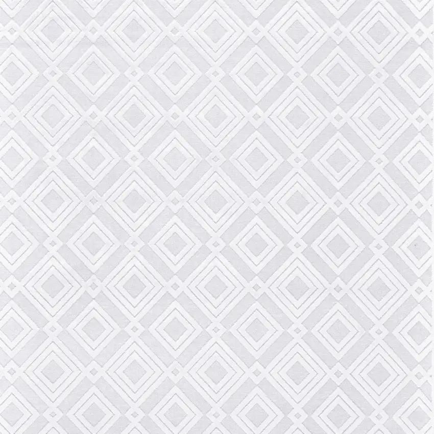 White Geometric Power Loom Area Rug Photo 3