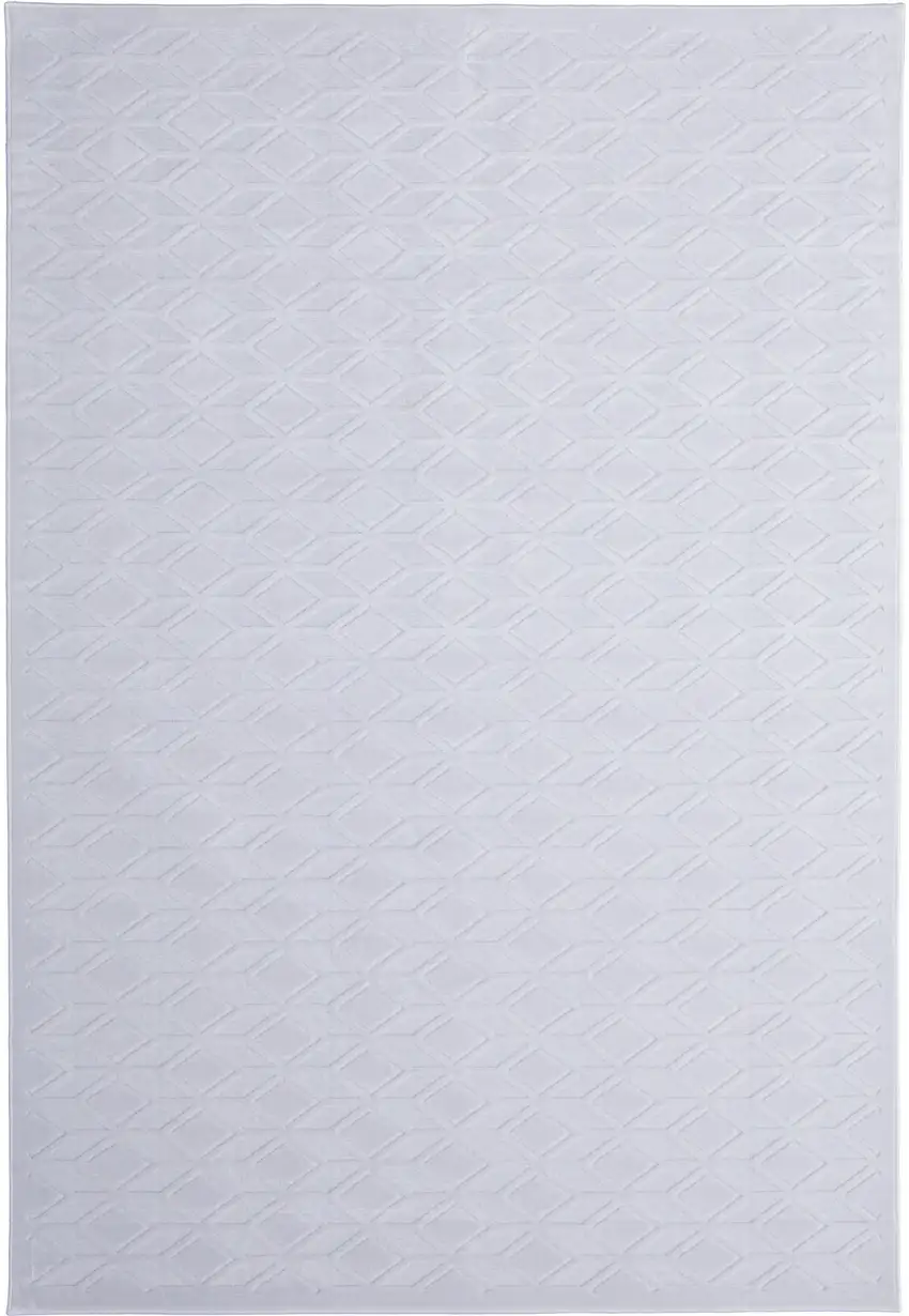 White Geometric Power Loom Area Rug Photo 3