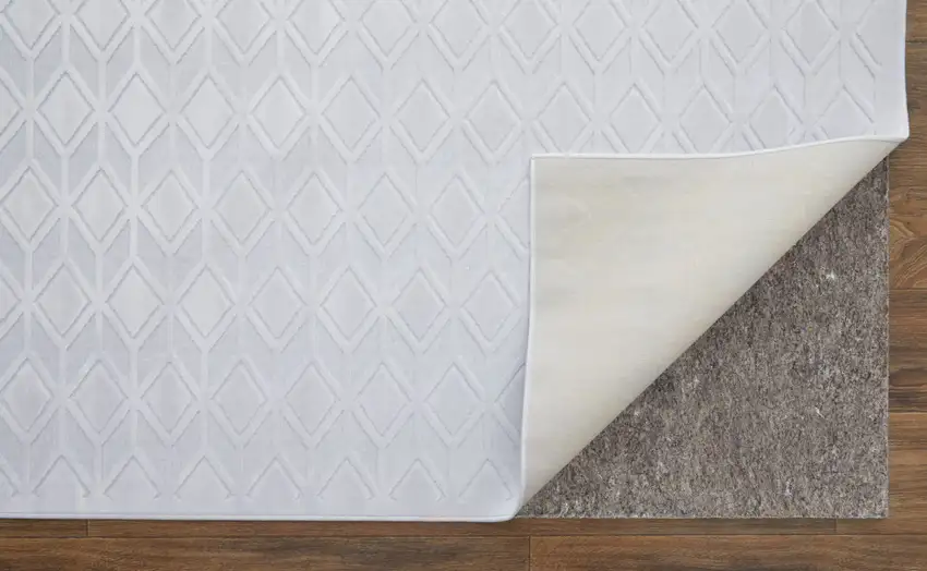 White Geometric Power Loom Area Rug Photo 7