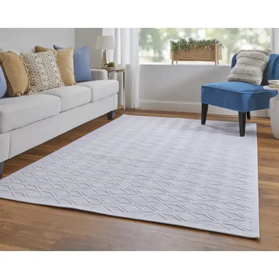 White Geometric Power Loom Area Rug Photo 9