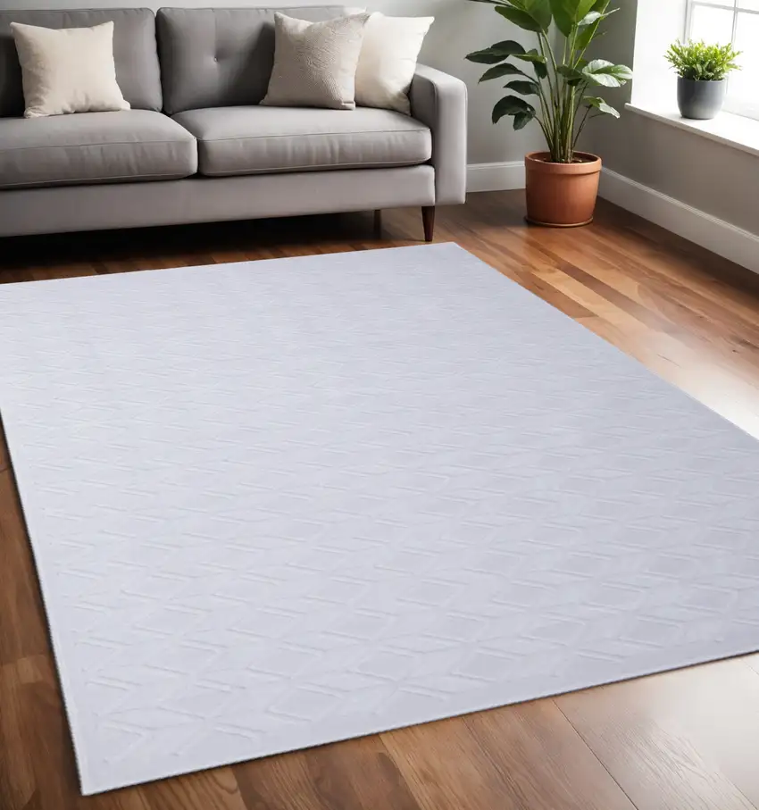 White Geometric Power Loom Area Rug Photo 1