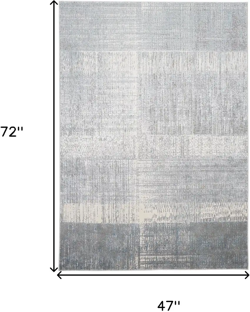 White Gray And Blue Abstract Area Rug Photo 7
