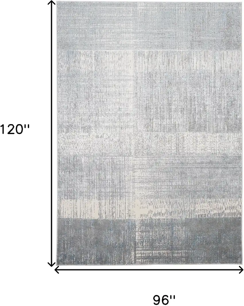 White Gray And Blue Abstract Area Rug Photo 7