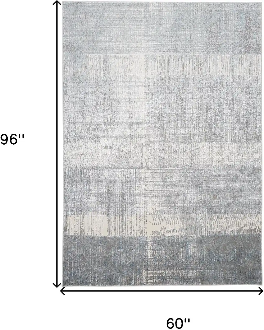 White Gray And Blue Abstract Stain Resistant Area Rug Photo 7