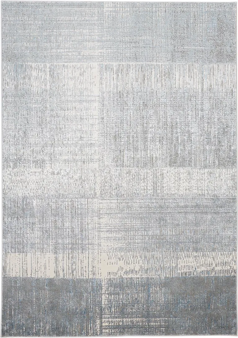 White Gray And Blue Abstract Stain Resistant Area Rug Photo 1