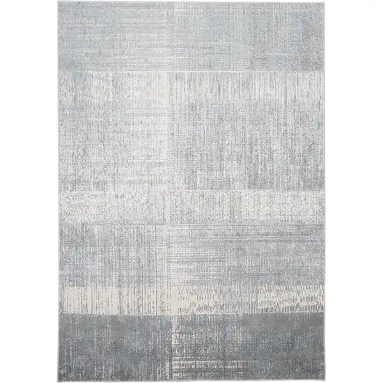 White Gray And Blue Abstract Stain Resistant Area Rug Photo 1