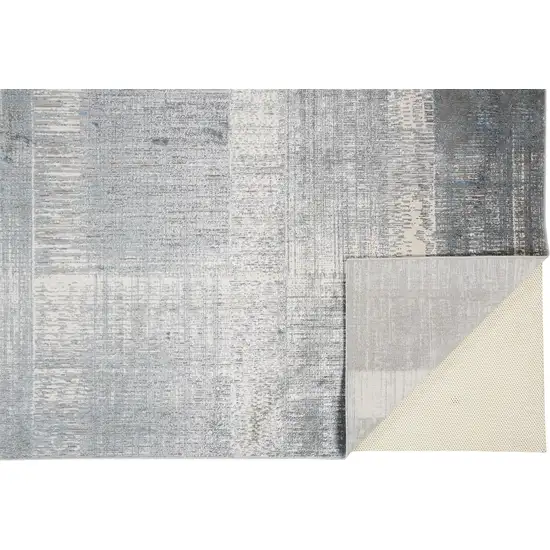 White Gray And Blue Abstract Stain Resistant Area Rug Photo 3