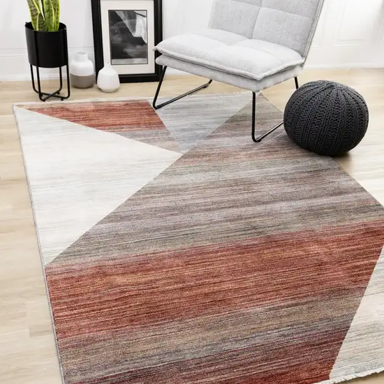 White Gray And Brown Abstract Area Rug Photo 4