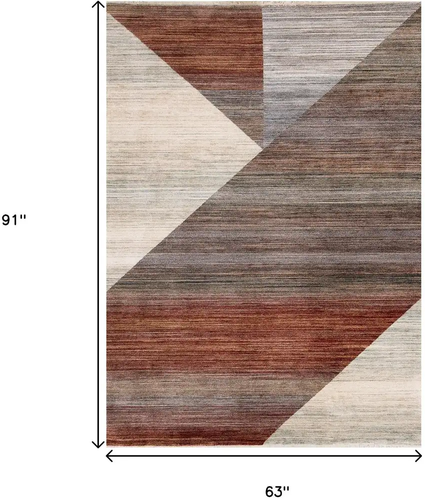 White Gray And Brown Abstract Area Rug Photo 3