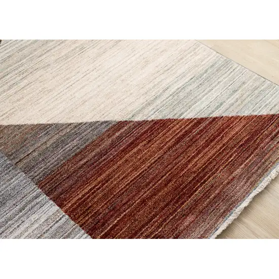 White Gray And Brown Abstract Area Rug Photo 6