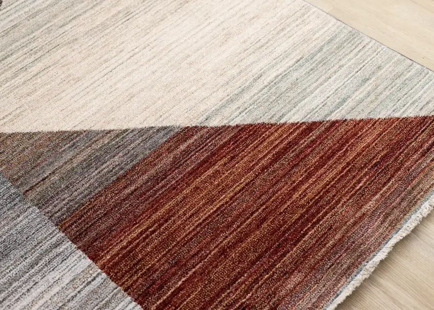 White Gray And Brown Abstract Area Rug Photo 6