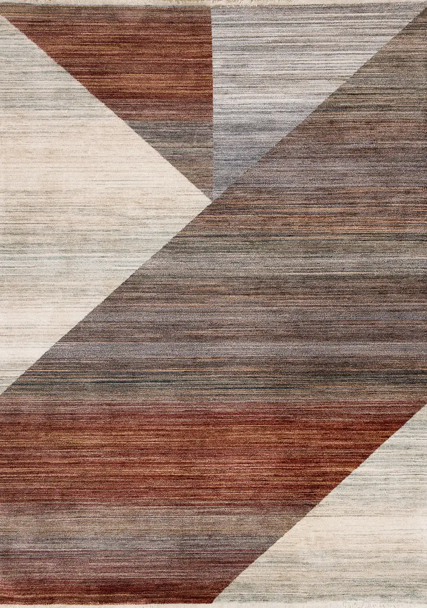 White Gray And Brown Abstract Area Rug Photo 2