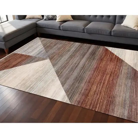 White Gray And Brown Abstract Area Rug Photo 1