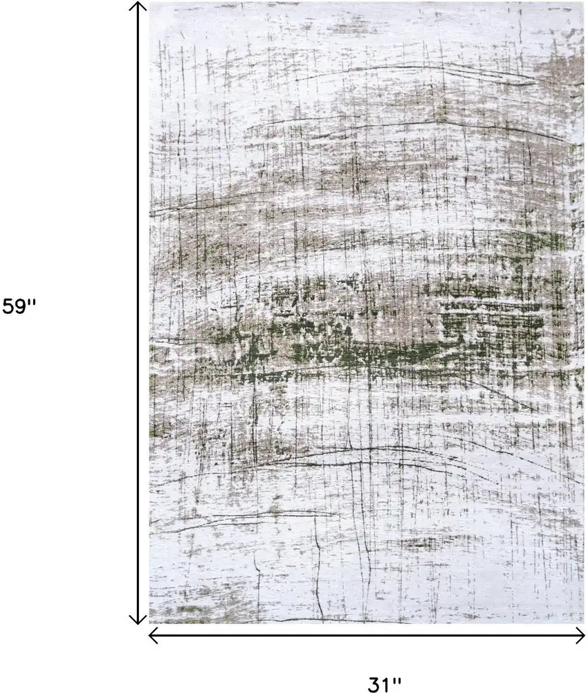 White Gray And Green Abstract Washable Area Rug With UV Protection Photo 5
